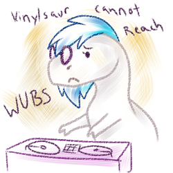 Size: 500x500 | Tagged: safe, artist:vellaart, dj pon-3, vinyl scratch, dinosaur, tyrannosaurus rex, g4, female, solo, species swap, vinylsaurus rex, wub