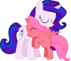 Size: 965x828 | Tagged: safe, artist:creshosk, oc, oc only, alicorn, pony, unicorn, alicorn oc, filly, hug