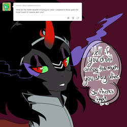 Size: 1000x1000 | Tagged: safe, artist:mylittlesheepy, king sombra, g4, ask, askmaresombra, queen umbra, rule 63, solo, tumblr