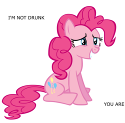 Size: 3500x3439 | Tagged: safe, pinkie pie, g4, broken teeth, drunk, female, solo, text