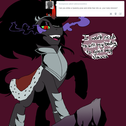 Size: 1000x1000 | Tagged: safe, king sombra, g4, ask, askmaresombra, cliff, dialogue, pose, queen umbra, rule 63, solo, tumblr