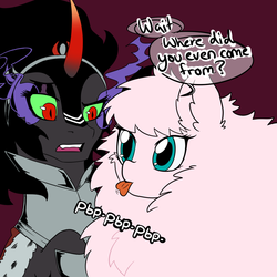 Size: 1000x1000 | Tagged: safe, king sombra, oc, oc:fluffle puff, g4, askmaresombra, queen umbra, rule 63, tumblr