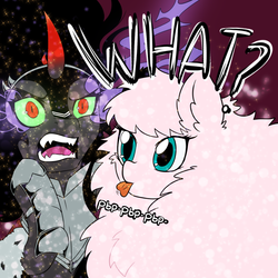 Size: 1000x1000 | Tagged: safe, king sombra, oc, oc:fluffle puff, g4, askmaresombra, glitter, queen umbra, rule 63, tumblr