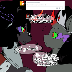 Size: 1000x1000 | Tagged: safe, king sombra, g4, ask, askmaresombra, queen umbra, rule 63, self ponidox, tumblr