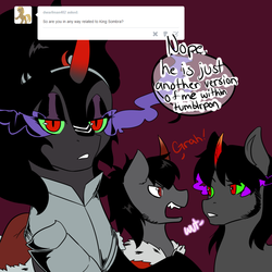 Size: 1000x1000 | Tagged: safe, king sombra, g4, ask, askmaresombra, multeity, queen umbra, rule 63, self ponidox, tumblr