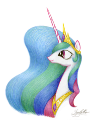 Size: 1490x1834 | Tagged: safe, artist:syncallio, princess celestia, g4, female, portrait, solo, traditional art