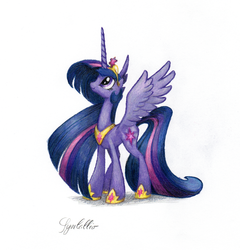 Size: 1466x1525 | Tagged: safe, artist:syncallio, twilight sparkle, alicorn, pony, g4, female, mare, solo, traditional art, twilight sparkle (alicorn)