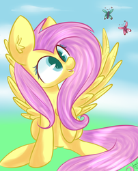 Size: 800x990 | Tagged: safe, artist:aquadiamonds, fluttershy, butterfly, g4, female, solo