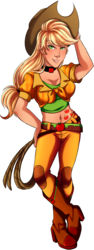 Size: 749x2000 | Tagged: safe, artist:g-blue16, applejack, human, g4, belly button, female, humanized, rope, simple background, solo