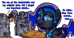 Size: 1842x933 | Tagged: safe, artist:darkone10, nightmare moon, twist, g4, crying, cute, filly, gravestone, gritted teeth, immortality blues, nightmare woon, open mouth, simple background, transparent background, tumblr:asktwilyandwoon