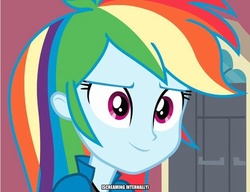 Size: 626x482 | Tagged: safe, screencap, rainbow dash, equestria girls, g4, close-up, descriptive noise, female, meme, solo, x internally