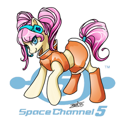 Size: 894x894 | Tagged: safe, artist:opalacorn, earth pony, pony, boots, clothes, cute, female, headphones, mare, miniskirt, pigtails, ponified, sega, shoes, skirt, solo, space channel 5, ulala