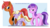 Size: 1306x739 | Tagged: safe, artist:hazurasinner, amethyst star, dinky hooves, sparkler, oc, g4, blushing, heterochromia, implied canon x oc, watermark