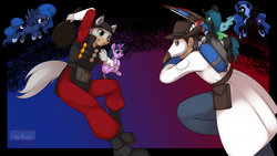 Size: 1024x576 | Tagged: safe, artist:kloudmutt, nightmare moon, princess luna, queen chrysalis, twilight sparkle, human, g4, demoman, demoman (tf2), furry, medic, medic (tf2), team fortress 2, war