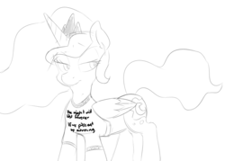 Size: 936x672 | Tagged: safe, artist:sweethd, princess luna, g4, clothes, female, magic shirt, meme, monochrome, solo