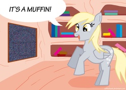 Size: 900x643 | Tagged: safe, derpy hooves, pegasus, pony, g4, cute, epic, female, magic eye, mare, muffin, solo