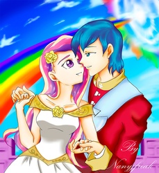 Size: 1080x1181 | Tagged: safe, artist:nancysauria, princess cadance, shining armor, human, g4, duo, humanized, sonic rainboom