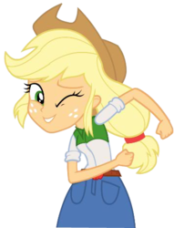 Size: 356x465 | Tagged: safe, applejack, equestria girls, g4, female, simple background, solo, wink