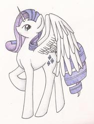 Size: 936x1241 | Tagged: safe, artist:seahorse130, rarity, alicorn, pony, g4, alicornified, female, race swap, raricorn, solo, traditional art