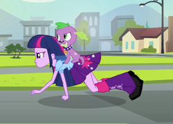 Size: 462x332 | Tagged: safe, screencap, spike, twilight sparkle, equestria girls, g4