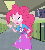 Size: 600x660 | Tagged: safe, artist:sersys, pinkie pie, equestria girls, g4, magic duel, animated, arrow, canterlot high, cartoon physics, clothes, computer, disembodied mouth, equestria girls interpretation, female, i have no mouth and i must scream, modular, mouse cursor, no mouth, scene interpretation, skirt, solo, teenager, trash, trash can