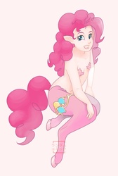 Size: 768x1143 | Tagged: safe, artist:random-comic, pinkie pie, satyr, g4, female, pasties, satyrized, solo