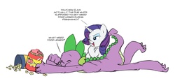 Size: 1401x650 | Tagged: safe, artist:carnifex, rarity, spike, g4, eating, female, food, ice cream, male, older, older spike, popcorn, pregnant, ship:sparity, shipping, straight