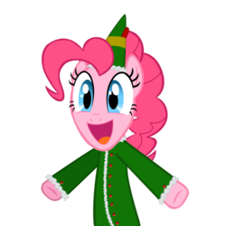 Size: 894x894 | Tagged: safe, artist:sakatagintoki117, pinkie pie, elf, g4, christmas, clothes, female, hat, simple background, solo, transparent background, vector
