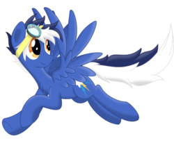 Size: 985x812 | Tagged: safe, artist:mysteriouskaos, oc, oc only, oc:blue blaze, pegasus, pony, goggles, solo