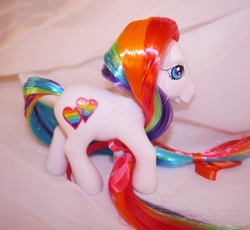 Size: 928x855 | Tagged: safe, artist:mayanbutterfly, earth pony, pony, g3, 2013, customized toy, female, gay pride, gay pride flag, irl, mare, photo, pride, toy