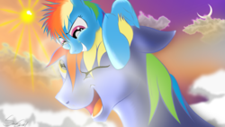 Size: 2688x1520 | Tagged: safe, artist:sakuracheetah, rainbow blaze, rainbow dash, g4, filly