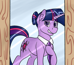 Size: 1024x896 | Tagged: safe, artist:tlatophat, twilight sparkle, pony, unicorn, g4, alternate hairstyle, bun, female, hair bun, necktie, solo