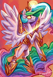 Size: 1880x2724 | Tagged: safe, artist:erovoid, princess celestia, alicorn, pony, g4, armor, female, solo