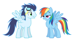 Size: 1700x1000 | Tagged: safe, artist:elzian-pie, rainbow dash, soarin', pegasus, pony, g4, female, male, mare, ship:soarindash, shipping, simple background, spread wings, stallion, straight, transparent background, wings