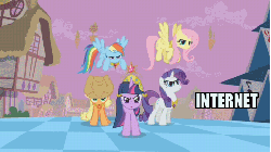 Size: 480x270 | Tagged: safe, artist:mezkalito4p, edit, edited screencap, screencap, applejack, fluttershy, pinkie pie, rainbow dash, rarity, twilight sparkle, earth pony, pegasus, pony, unicorn, g4, the return of harmony, 4chan, animated, applejack's hat, chocolate rain, cloud, cotton candy, cotton candy cloud, cowboy hat, drinking, elements of harmony, female, food, gif, hat, lidded eyes, mane six, mare, metaphor gif, open mouth, tongue out