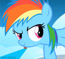 Size: 250x225 | Tagged: safe, screencap, rainbow dash, pony, g4, the cutie mark chronicles, animated, cropped, female, filly, filly rainbow dash, horses doing horse things, snorting, solo