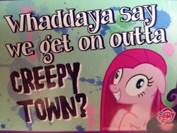Size: 1032x774 | Tagged: safe, pinkie pie, g4, official, party of one, card, contemplating insanity, female, hasbro, insanity face, pinkamena diane pie, solo
