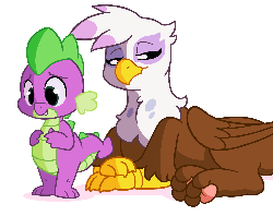 Size: 1300x1030 | Tagged: safe, artist:zonkpunch, gilda, spike, dragon, griffon, g4, animated, aside glance, blinking, blushing, bored, butt, commission, cute, dilated pupils, eye shimmer, female, frame by frame, frown, gildadorable, heart, hug, kissing, lidded eyes, looking away, looking back, looking down, male, prone, running, ship:spilda, shipping, simple background, smiling, spikabetes, straight, surprise kiss, wavy mouth, when she smiles, white background, wide eyes, wingless spike