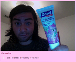 Size: 446x364 | Tagged: safe, pinkie pie, human, g4, brony, irl, irl human, photo, text, toothpaste, tumblr