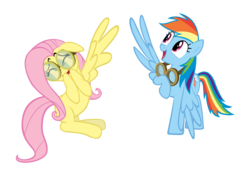 Size: 7200x5100 | Tagged: safe, artist:geonine, fluttershy, rainbow dash, g4, absurd resolution, goggles, simple background, transparent background, vector