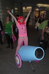 Size: 2592x3872 | Tagged: safe, artist:fixinman, pinkie pie, human, g4, animethon, convention, cosplay, irl, irl human, partillery, party cannon, photo