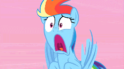 Size: 500x281 | Tagged: safe, edit, edited screencap, screencap, rainbow dash, g4, the super speedy cider squeezy 6000, animated, faic, female, flying, mawshot, open mouth, shocked, solo, uvula