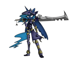 Size: 1024x819 | Tagged: safe, artist:voids-edge, princess luna, anthro, g4, armor, female, simple background, solo, sword, transparent background, warrior luna, weapon