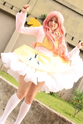 Size: 1728x2592 | Tagged: safe, artist:hayo-chan, fluttershy, human, g4, clothes, cosplay, irl, irl human, kneesocks, photo, socks, solo