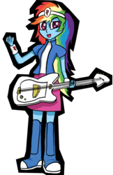 Size: 719x1112 | Tagged: safe, artist:mindofnoodles, rainbow dash, equestria girls, g4, daft punk, female, guitar, interstella 5555, musical instrument, solo