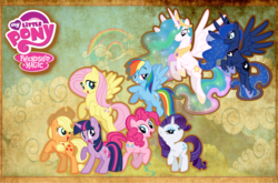 Size: 3401x2245 | Tagged: safe, artist:chicka1985, applejack, fluttershy, pinkie pie, princess celestia, princess luna, rainbow dash, rarity, twilight sparkle, g4