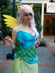 Size: 2304x3072 | Tagged: safe, artist:lisa-lou-who, artist:rjth, fluttershy, human, g4, clothes, cosplay, costume, dress, gala dress, irl, irl human, katsucon, katsucon 2013, photo, solo