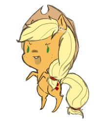 Size: 193x248 | Tagged: safe, artist:cakegun, applejack, g4, chibi, female, rearing, simple background, solo