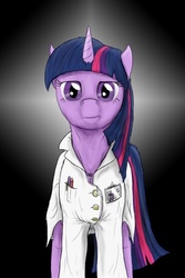 Size: 400x600 | Tagged: safe, artist:sean mirrsen, twilight sparkle, g4, clothes, female, lab coat, solo