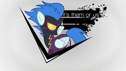 Size: 1920x1080 | Tagged: safe, artist:divideddemensions, nightshade, g4, goggles, shadowbolts, solo, vector, wallpaper